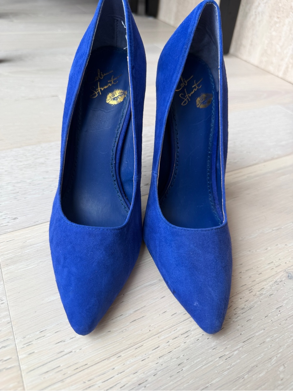Colin Stuart Cobalt Blue Suede Pointed-Toe Pumps